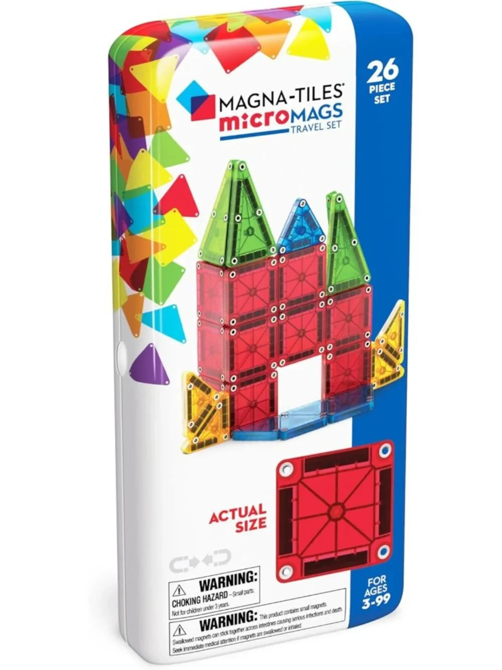 26-Piece Travel Magnetic Building Set - Colorful, Fun Construction Tiles for